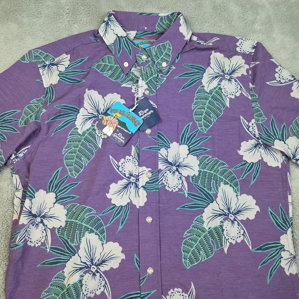Reyn Spooner Joe Kealoha Hawaiian Shirt Mens S Floral Performance Stretch Purple